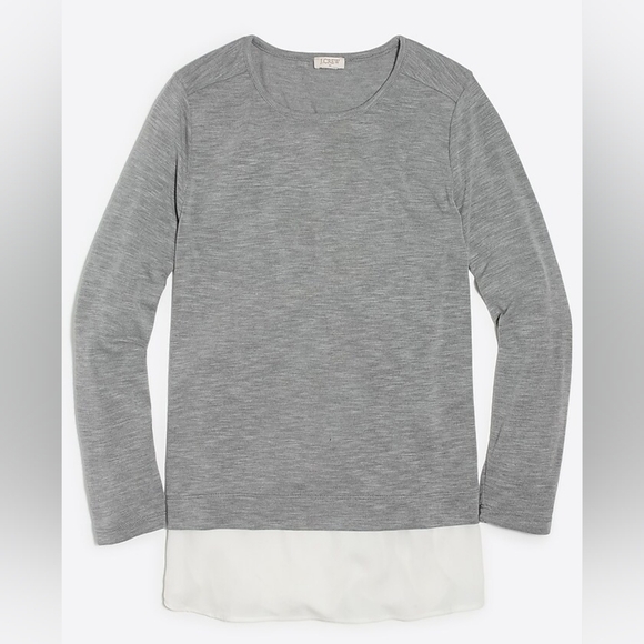 J.Crew Long-sleeve top with silky hem NWT Gray Ivory - Picture 2 of 2